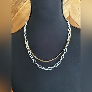 By Alexa Rae Two-Tone Layered Gold & White Enamel Necklace for Women